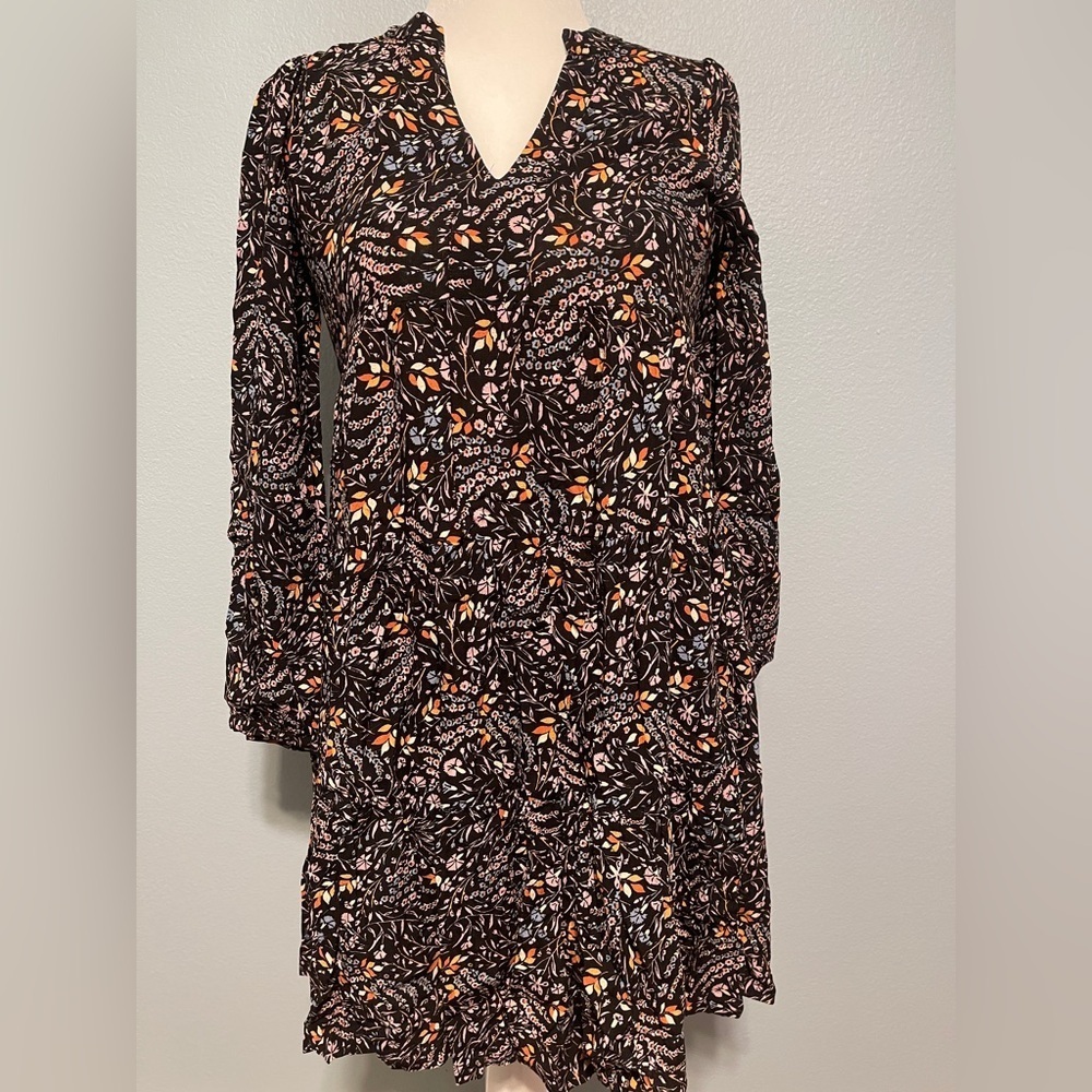 Anthropologie Maeve Dress Women’s Size XS Brown Floral Boho Business Casual